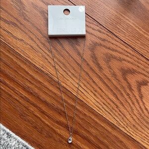Forever 21 Silver Necklace with Cubic Zirconia Pendant